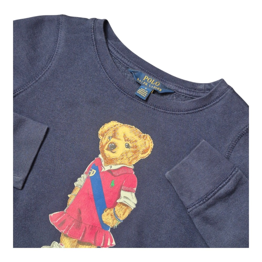 Polo Ralph‎ Lauren Girls Size 5 Polo Bear Sweatshirt Fleece Crewneck Preppy Navy